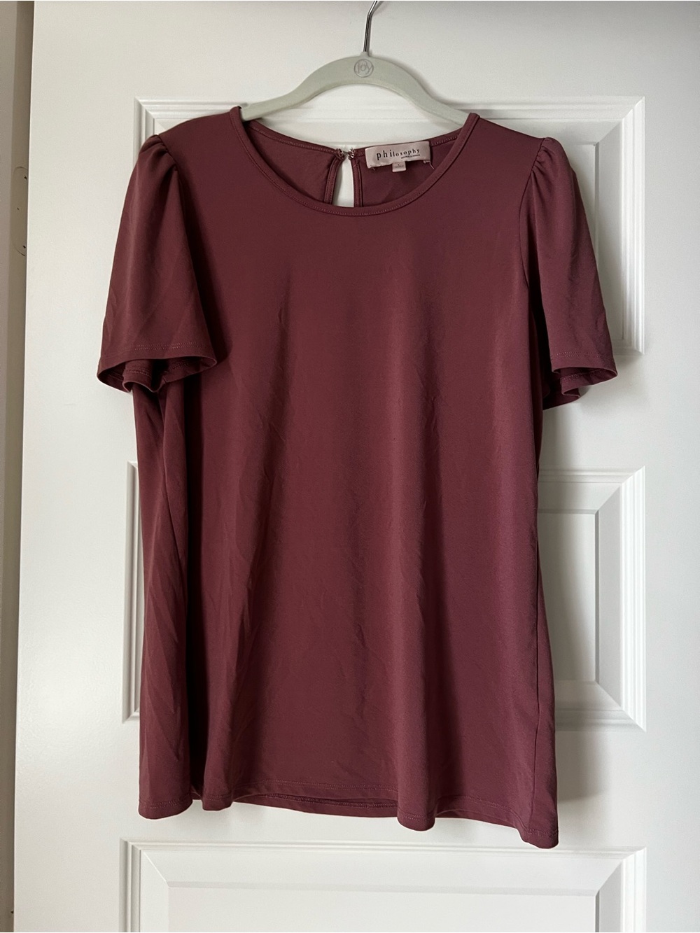 Philosophy short-sleeve top in a mauve/burgundy
